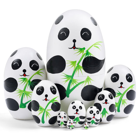 Lindas muñecas anidables de panda, osos de panda