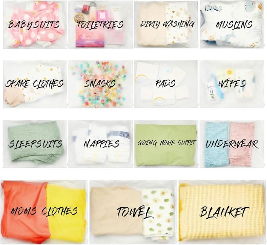 15 bolsas de hospital para el trabajo de parto y el parto, bolsa resellable para hospital