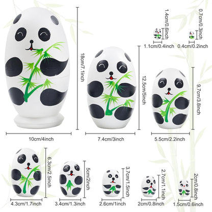 Lindas muñecas anidables de panda, osos de panda