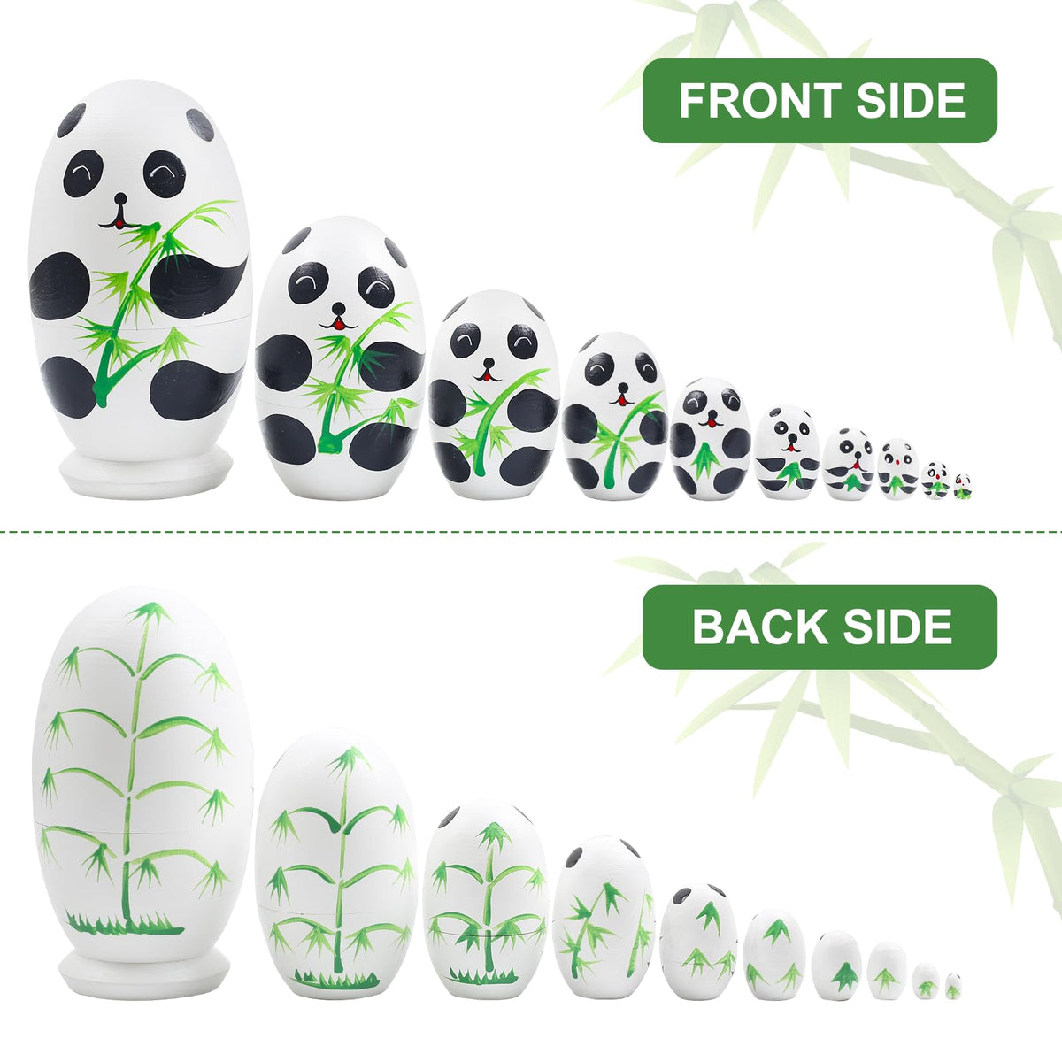 Lindas muñecas anidables de panda, osos de panda