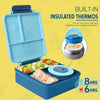 Caja Bento aislada para niños, contenedor de almuerzo a prueba de fugas de 8 onzas, 4 compartimentos
