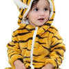 Mameluco estilo tigre, con capucha, de franela. 2,5 años a 3.5 años