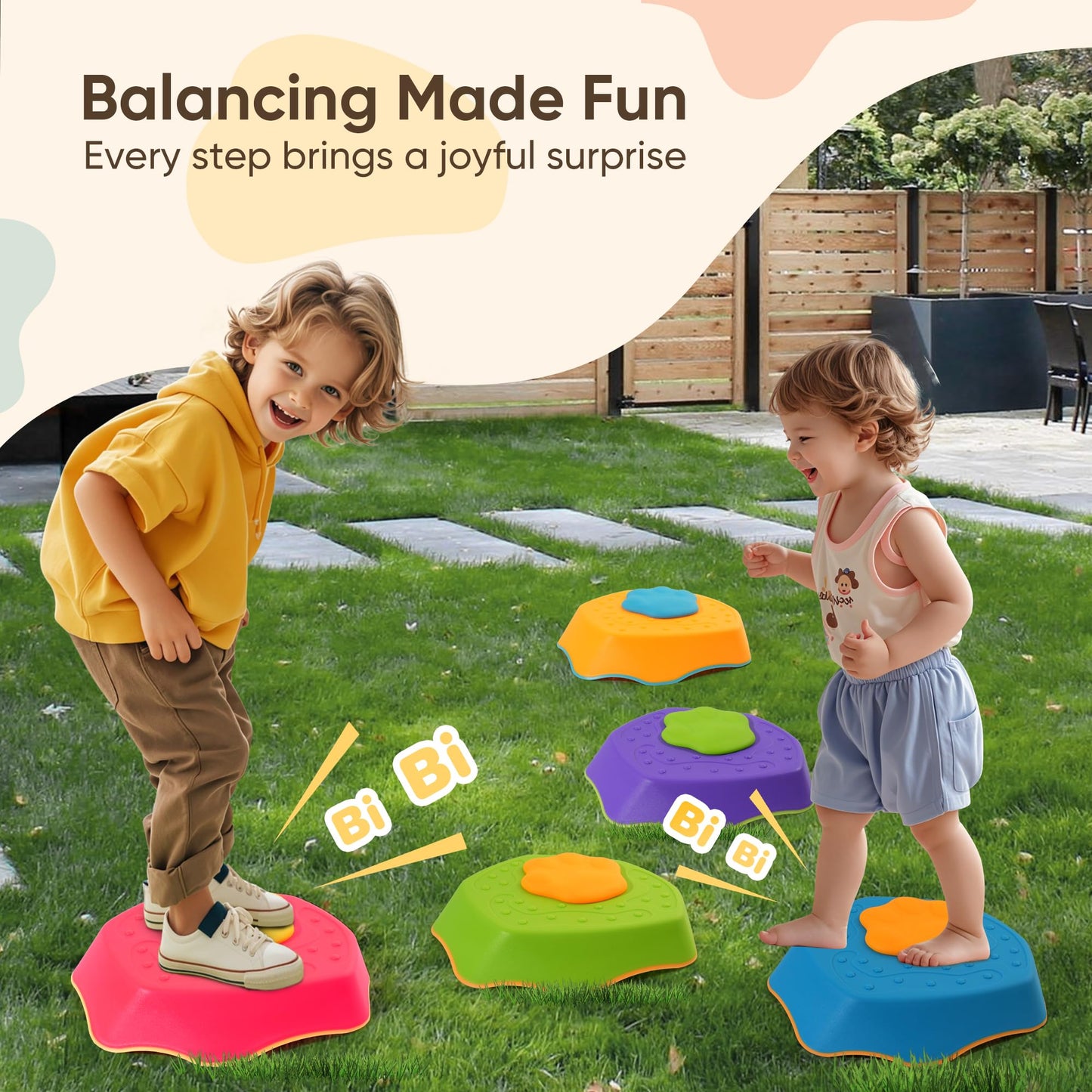Paquete de 5 piedras de equilibrio para niños con efectos de sonido