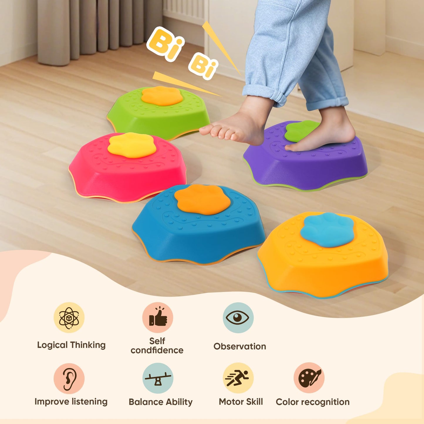 Paquete de 5 piedras de equilibrio para niños con efectos de sonido
