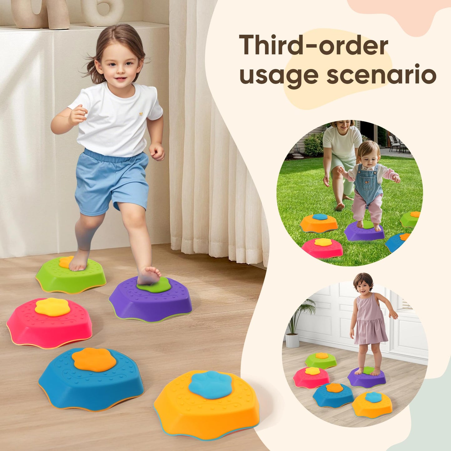 Paquete de 5 piedras de equilibrio para niños con efectos de sonido