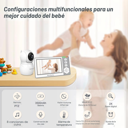 Monitor de bebé con cámara y audio, monitor de vídeo para bebé
