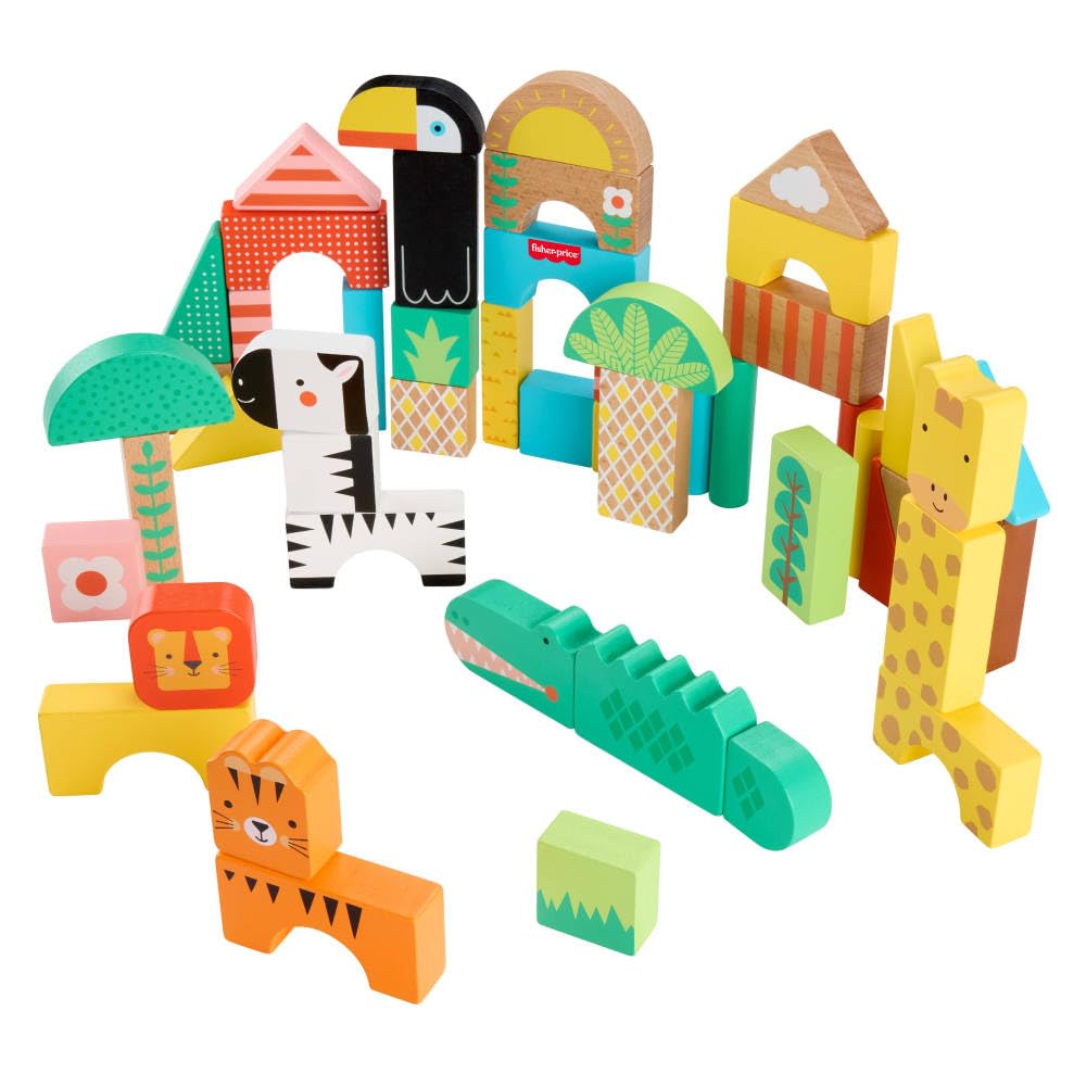 Fisher-Price Bloques de Madera para Niños Pequeños Jungle