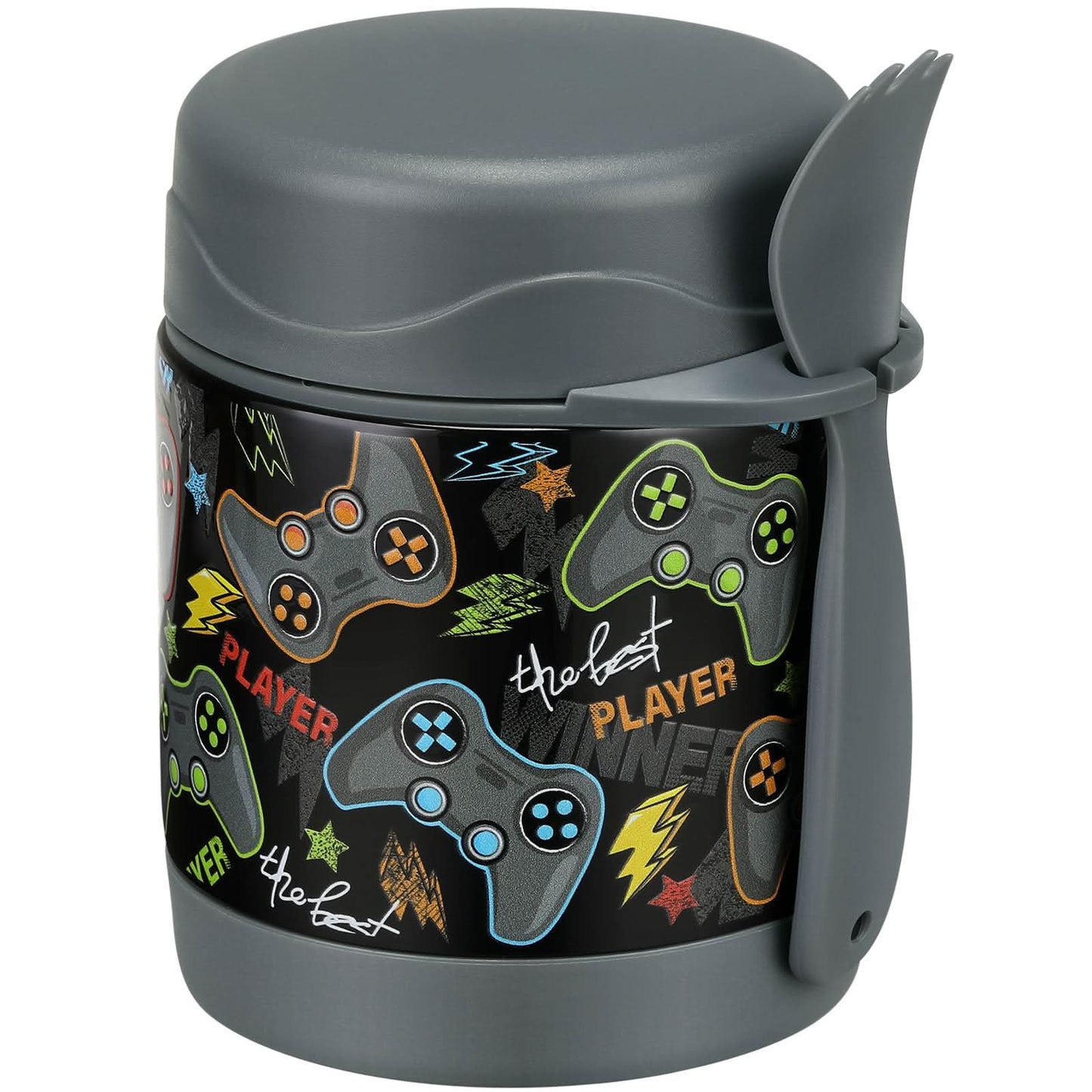 Termo de sopa de 10 onzas para niños con aislamiento térmico para alimentos calientes, gamepad