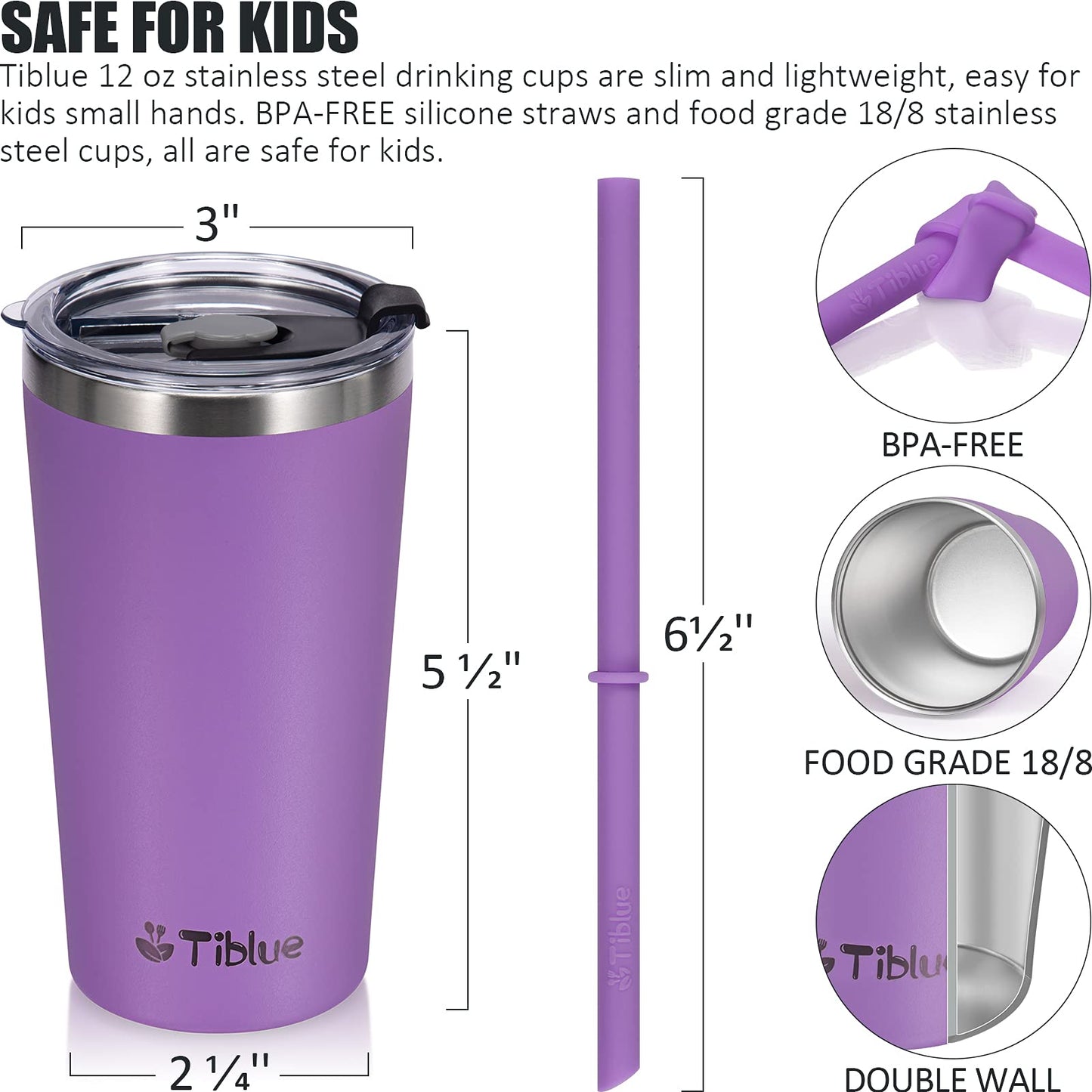 Tiblue vaso para beber bebe (4 unidades, 12 onzas, multicolor