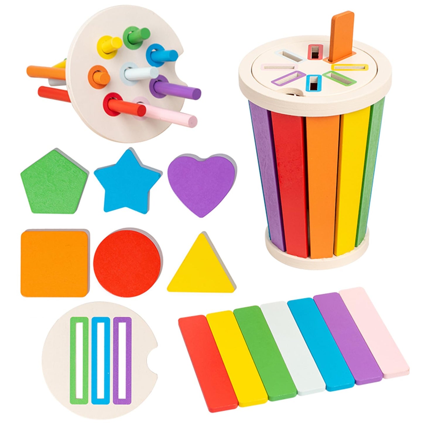 Juguete de clasificación de formas de color de aprendizaje de madera para bebé