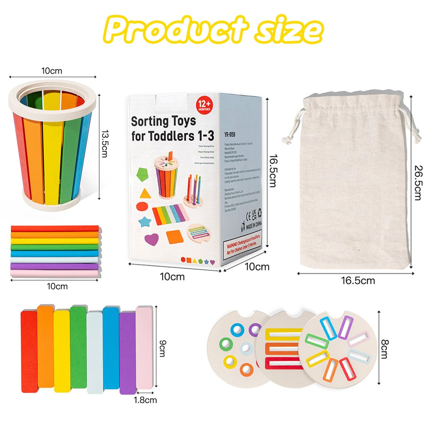 Juguete de clasificación de formas de color de aprendizaje de madera para bebé