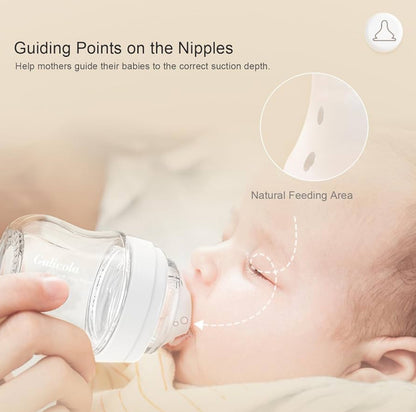 Biberón de vidrio natural de 8 onzas para bebés amamantados, paquete de 3