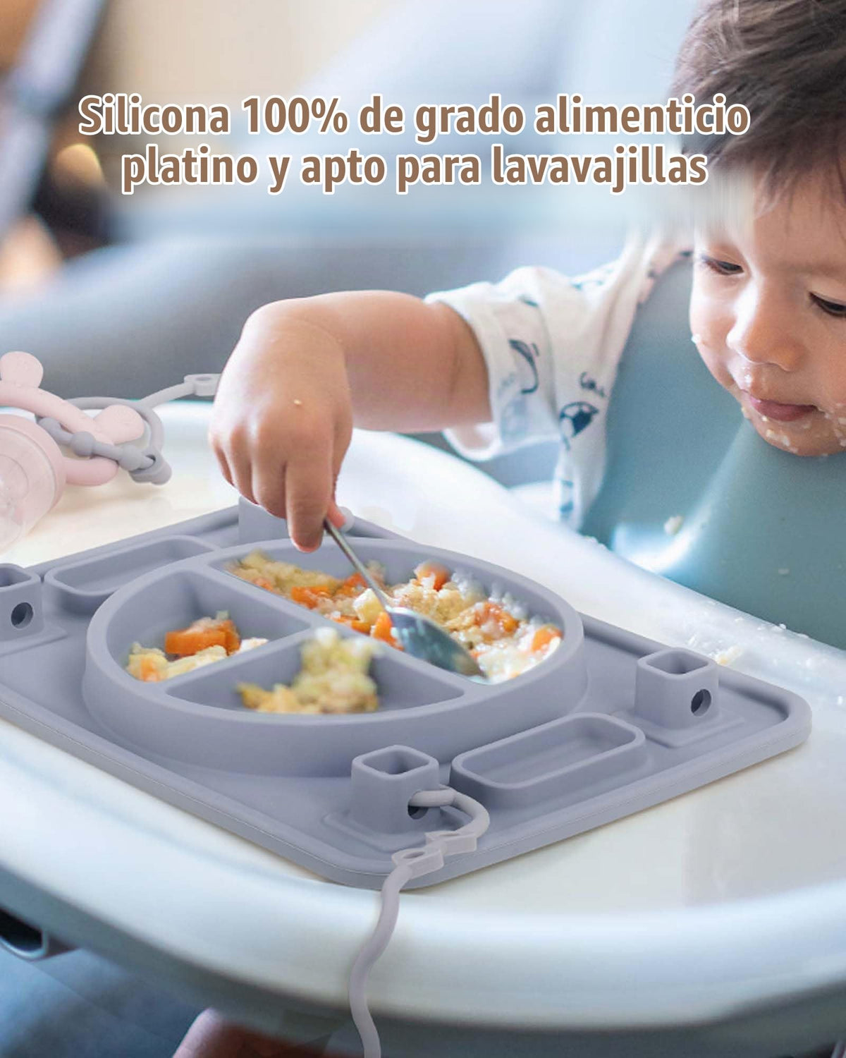 Plato de Silicon con divisiones gris azulado