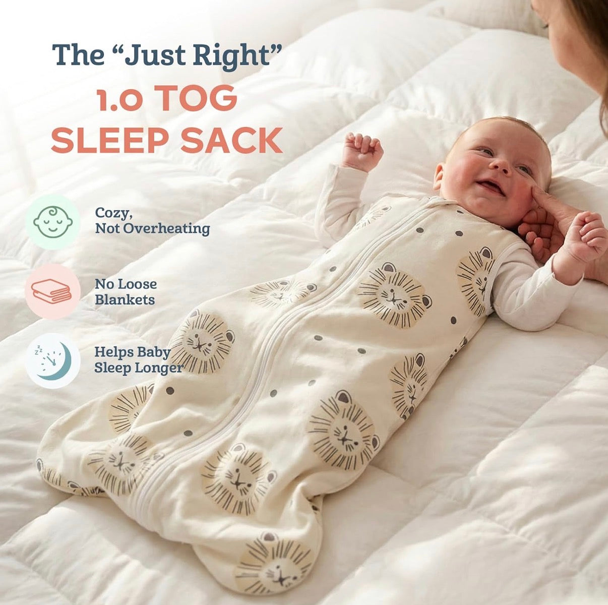 Saco de dormir 1.0 TOG, manta suave para bebé