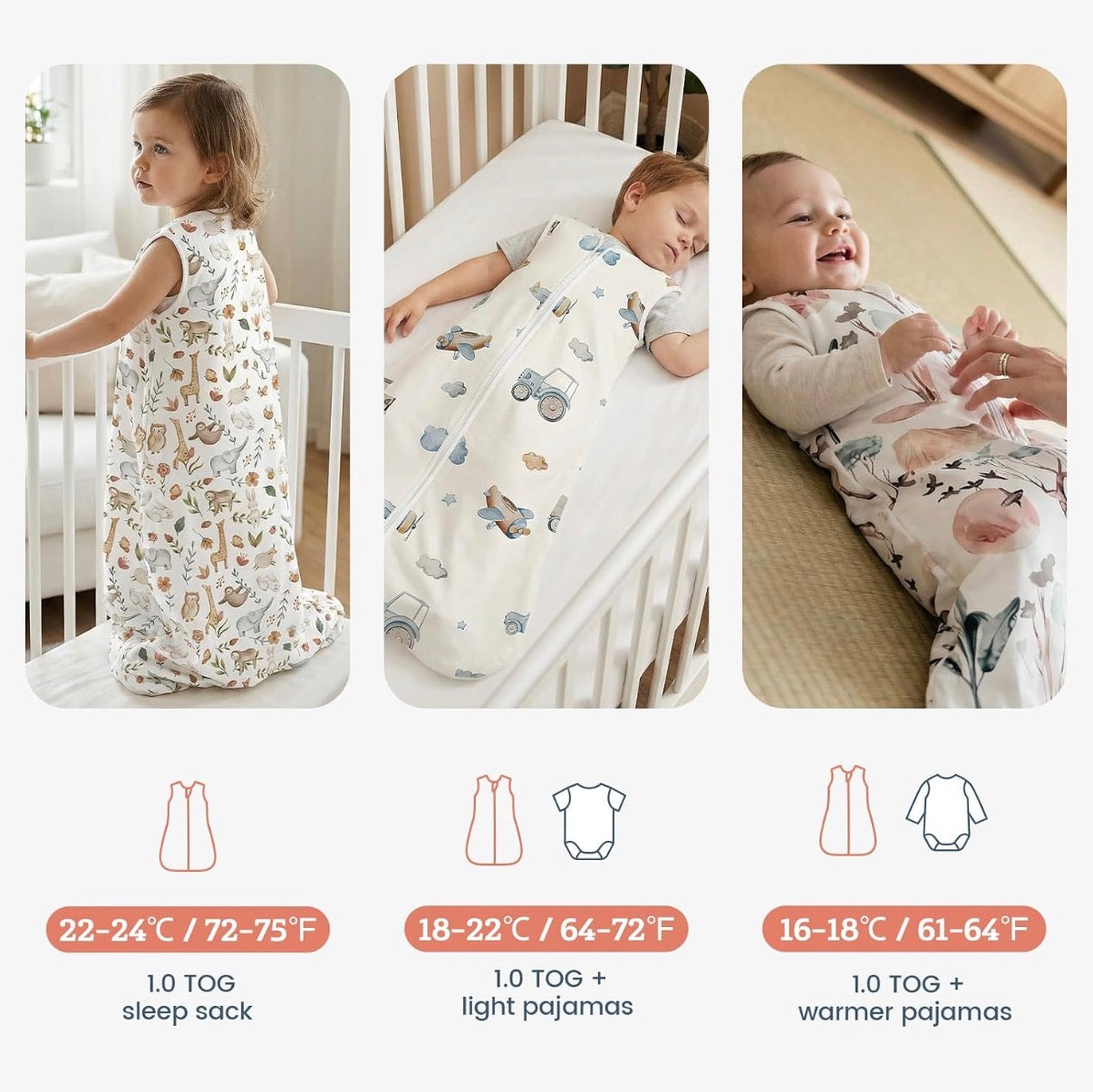 Saco de dormir 1.0 TOG, manta suave para bebé