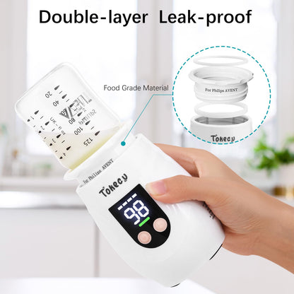 Calentador de biberones portátil para viajar con botella de vidrio, 8 adaptadores