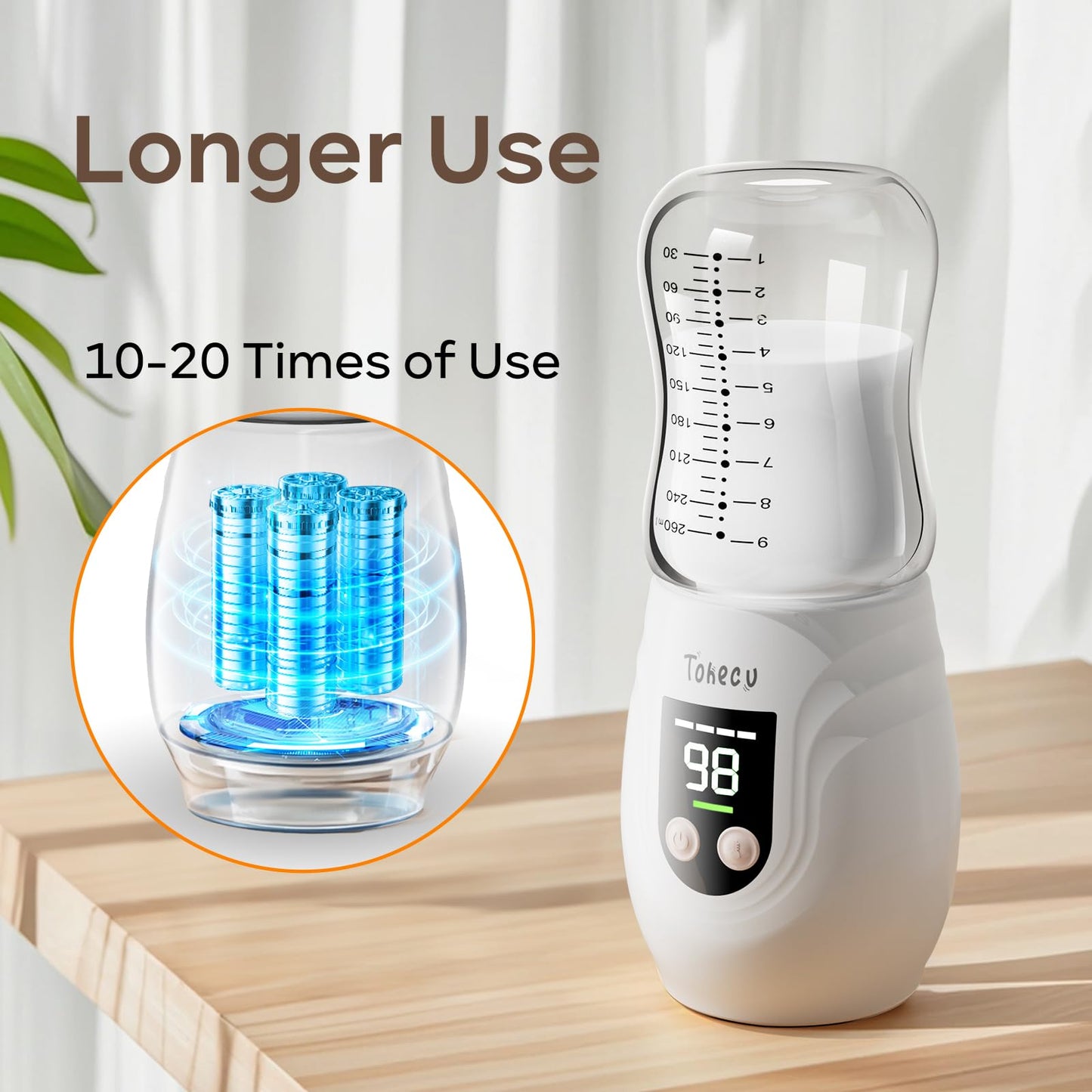 Calentador de biberones portátil para viajar con botella de vidrio, 8 adaptadores