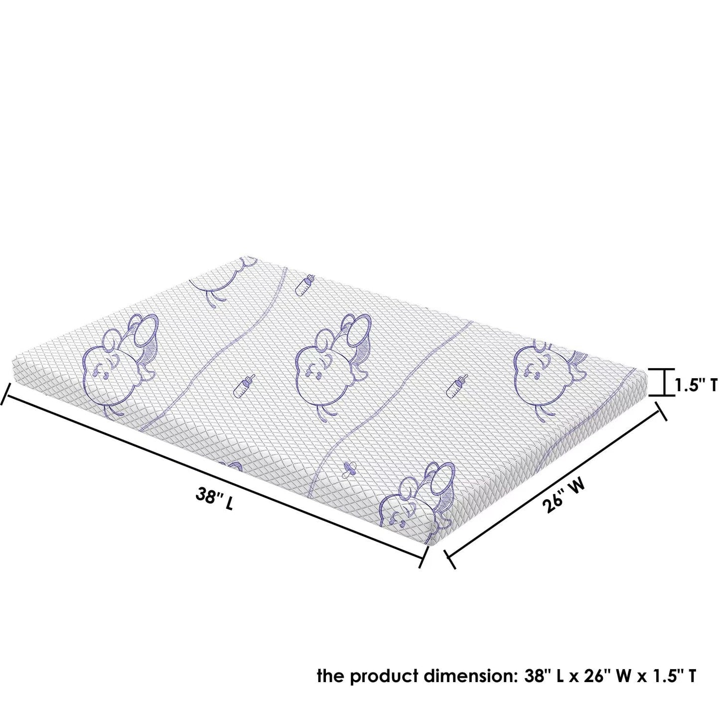 Pack and Play - Cubrecolchón para (38 x 26 x 1.5 pulgadas), almohadilla para corralito