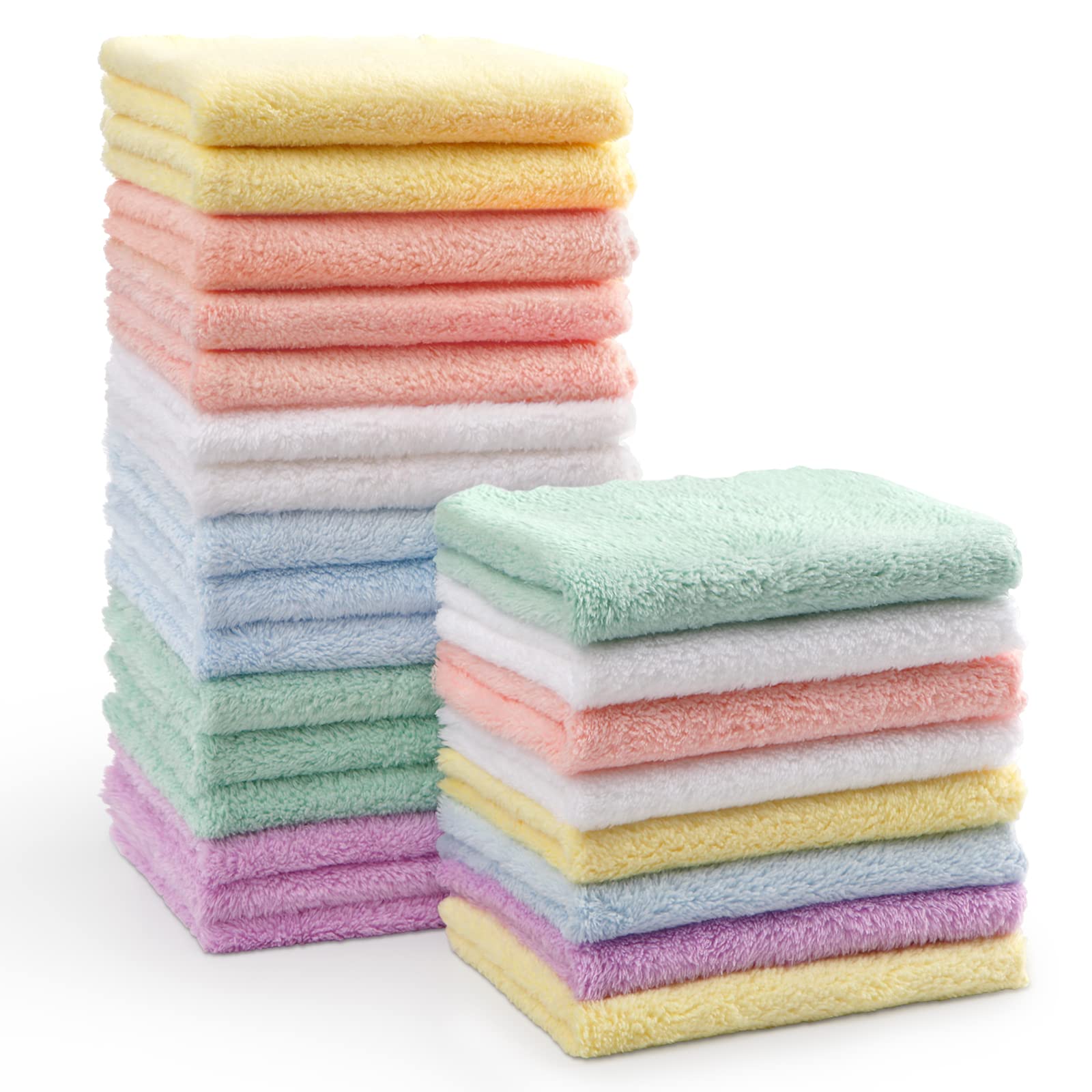 HOMEXCEL Paquete de 24 paños de baño de microfibra de forro polar coral para bebé, 7 x 9 pulgadas