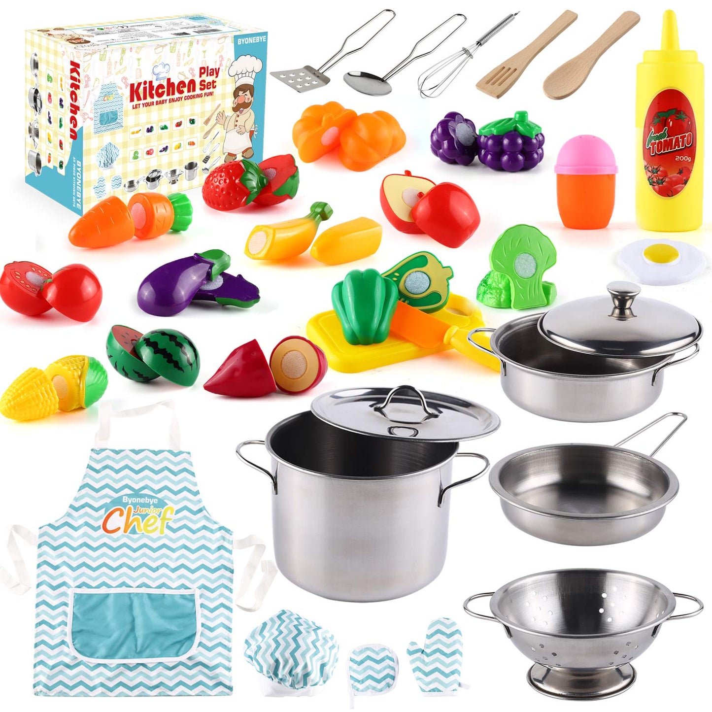 Juego de accesorios de cocina de simulación para niños, 38 piezas