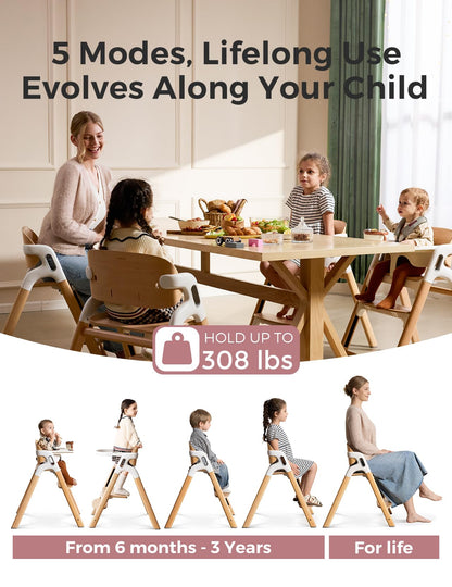 Trona de madera Momcozy DinerPal para bebés, niños pequeños y adultos de hasta 140 kg