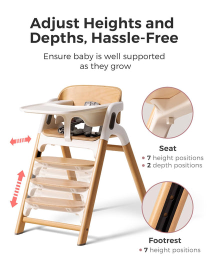 Trona de madera Momcozy DinerPal para bebés, niños pequeños y adultos de hasta 140 kg