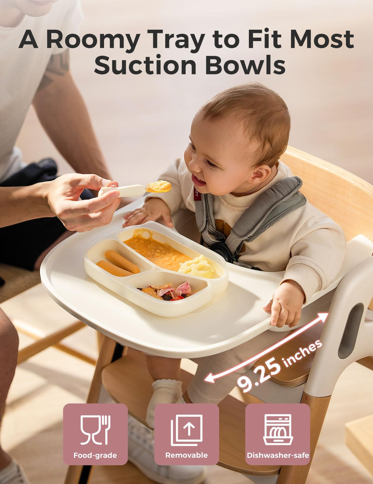 Trona de madera Momcozy DinerPal para bebés, niños pequeños y adultos de hasta 140 kg