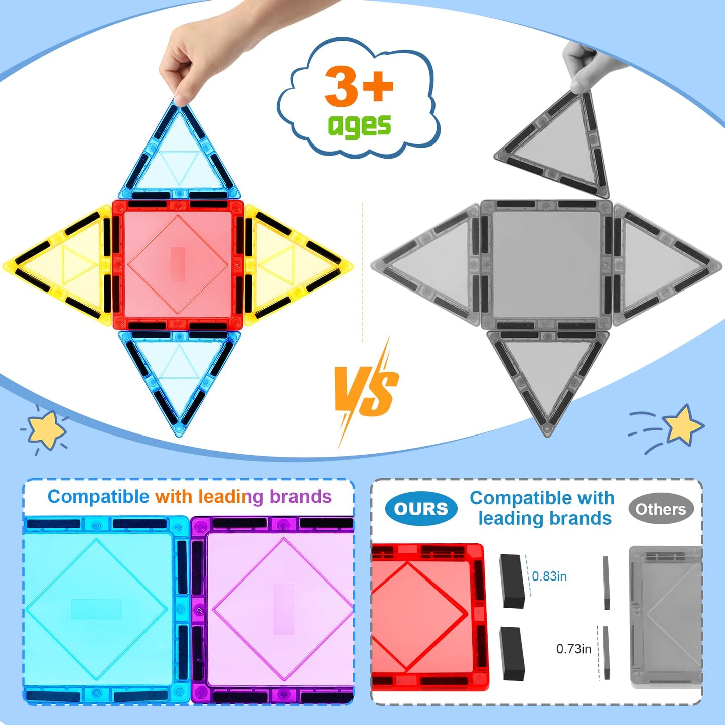 100 PIEZAS Azulejos Magnéticos Juguetes para Niños
