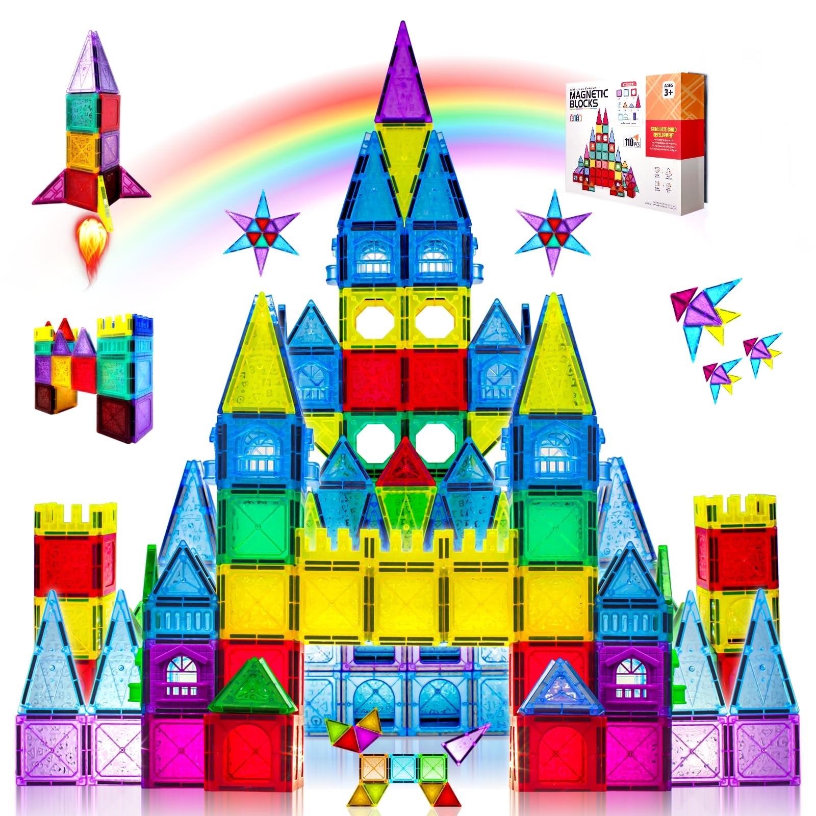 Magnetic Building Tiles,110PCS