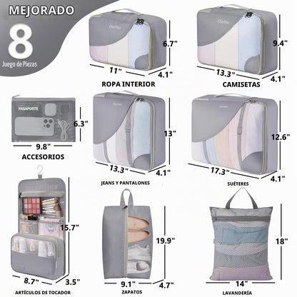 Juego de 8 cubos de embalaje para viajes