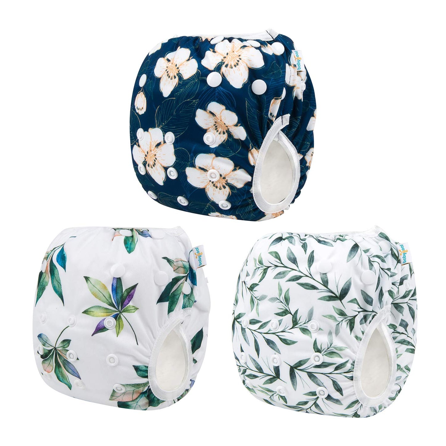 Pañales de baño Babygoal para bebés y niños, reutilizables, ajustables, lavables, talla única (0-8 meses)