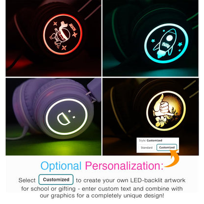 MEE audio KidJamz KJ55 - Auriculares USB-C de escucha segura para niños con luces LED multicolor