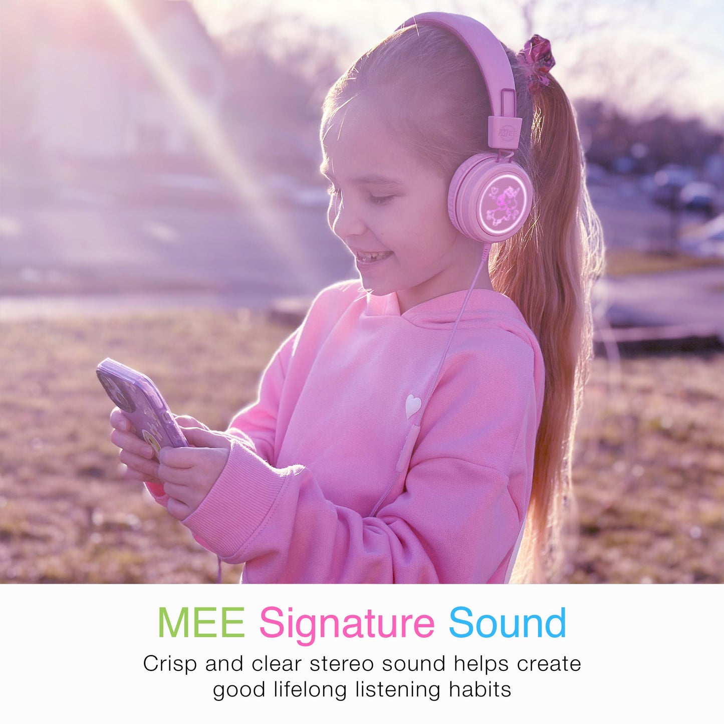 MEE audio KidJamz KJ55 - Auriculares USB-C de escucha segura para niños con luces LED multicolor