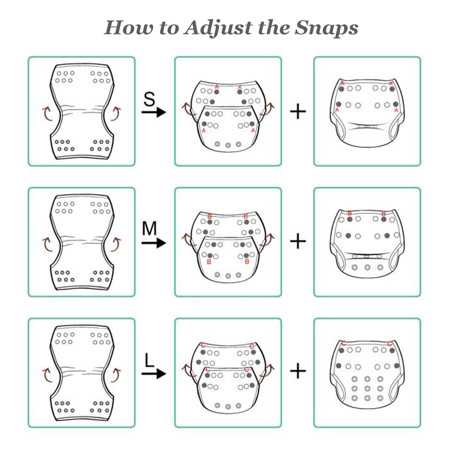 Pañales de baño Babygoal para bebés y niños, reutilizables, ajustables, lavables, talla única (0-8 meses)