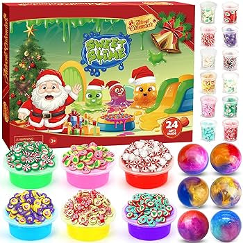 Calendario de Adviento, slime Calendarios de cuenta regresiva de Navidad 24 días
