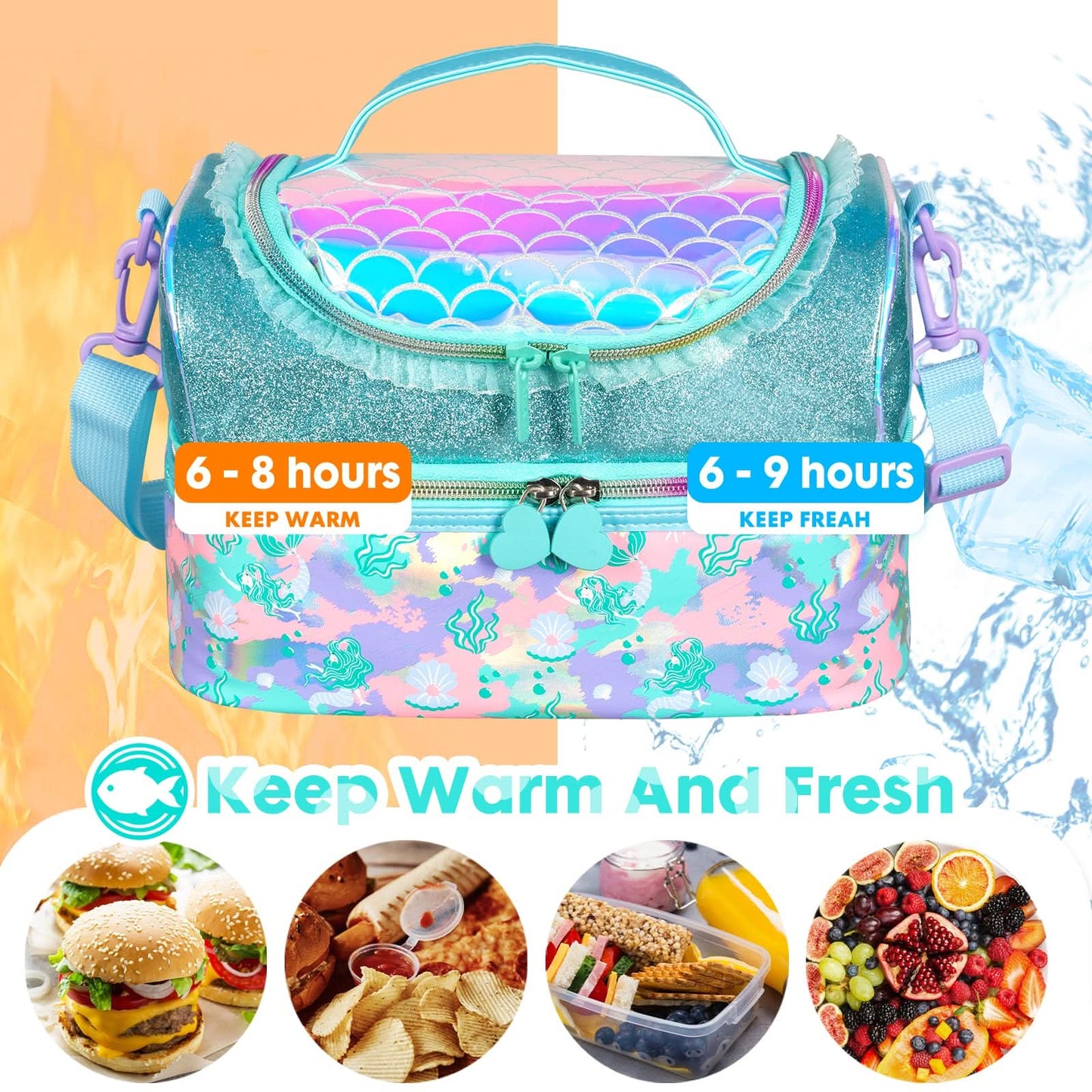 Bolsa de almuerzo aislada de doble piso para niños