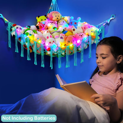 Basumee Red de animales de peluche o hamaca con luz LED