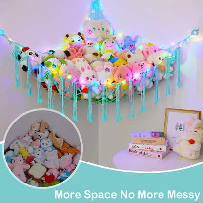 Basumee Red de animales de peluche o hamaca con luz LED