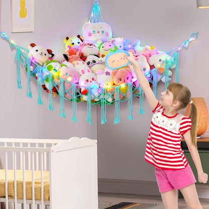 Basumee Red de animales de peluche o hamaca con luz LED