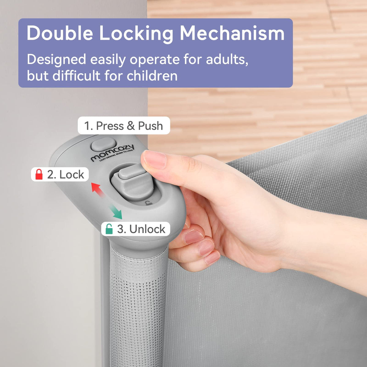 Momcozy - Puerta retráctil para seguridad de bebés y niños, altura de 33 pulgadas, se extiende hasta 55 pulgadas de ancho