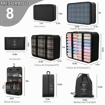Juego de 8 cubos de embalaje para viajes