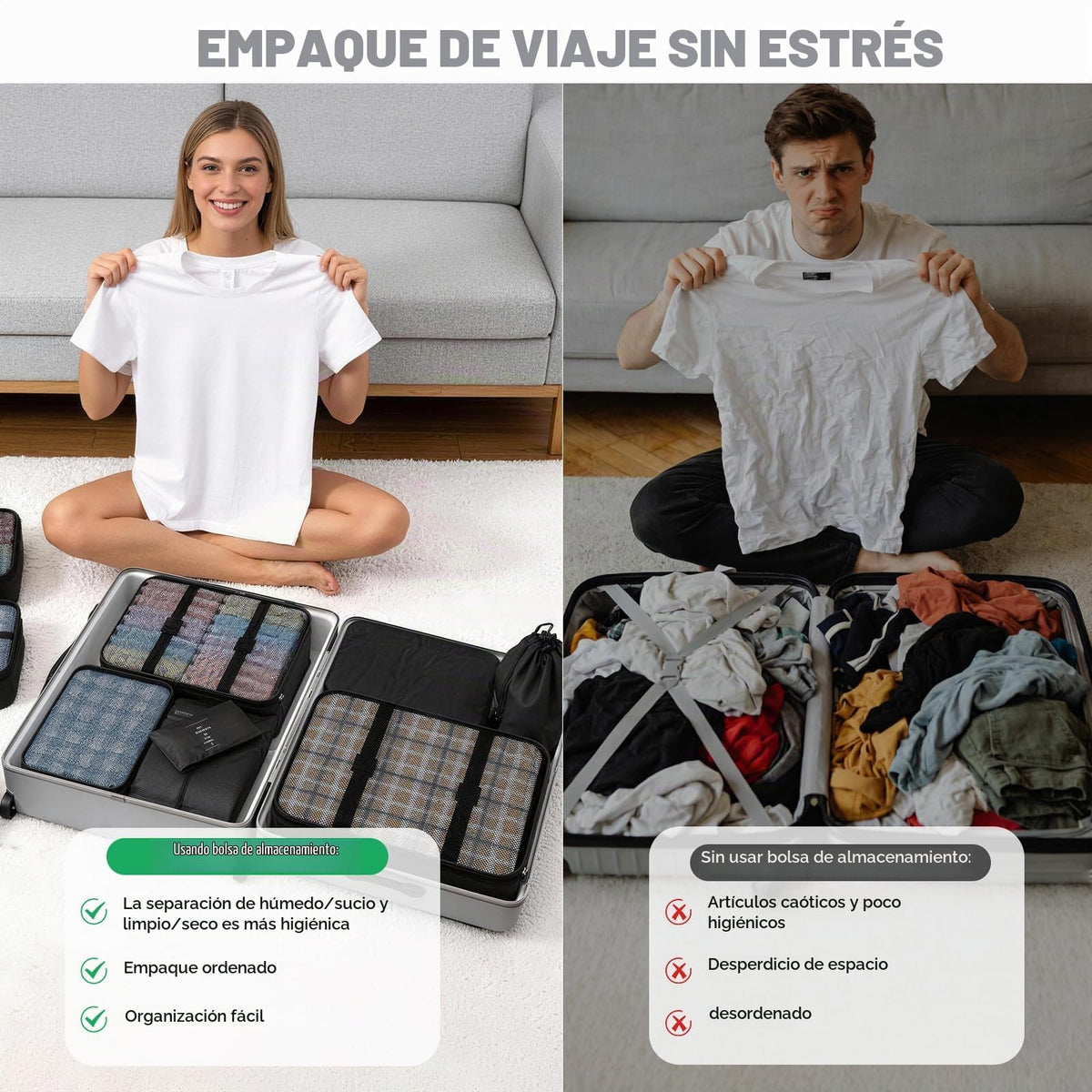Juego de 8 cubos de embalaje para viajes