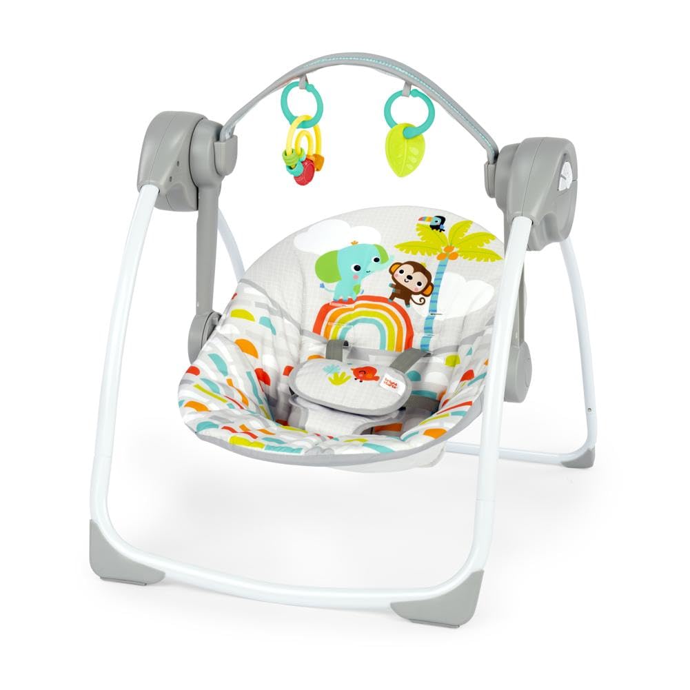 Bright Starts Playful Paradise - Columpio para bebé portátil y compacto con música, unisex, recién nacido +