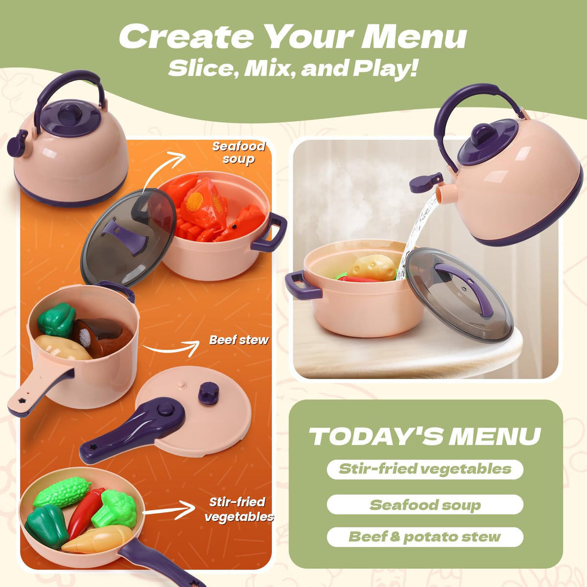 CUTE STONE - Juego de 51 piezas de accesorios de cocina en miniatura