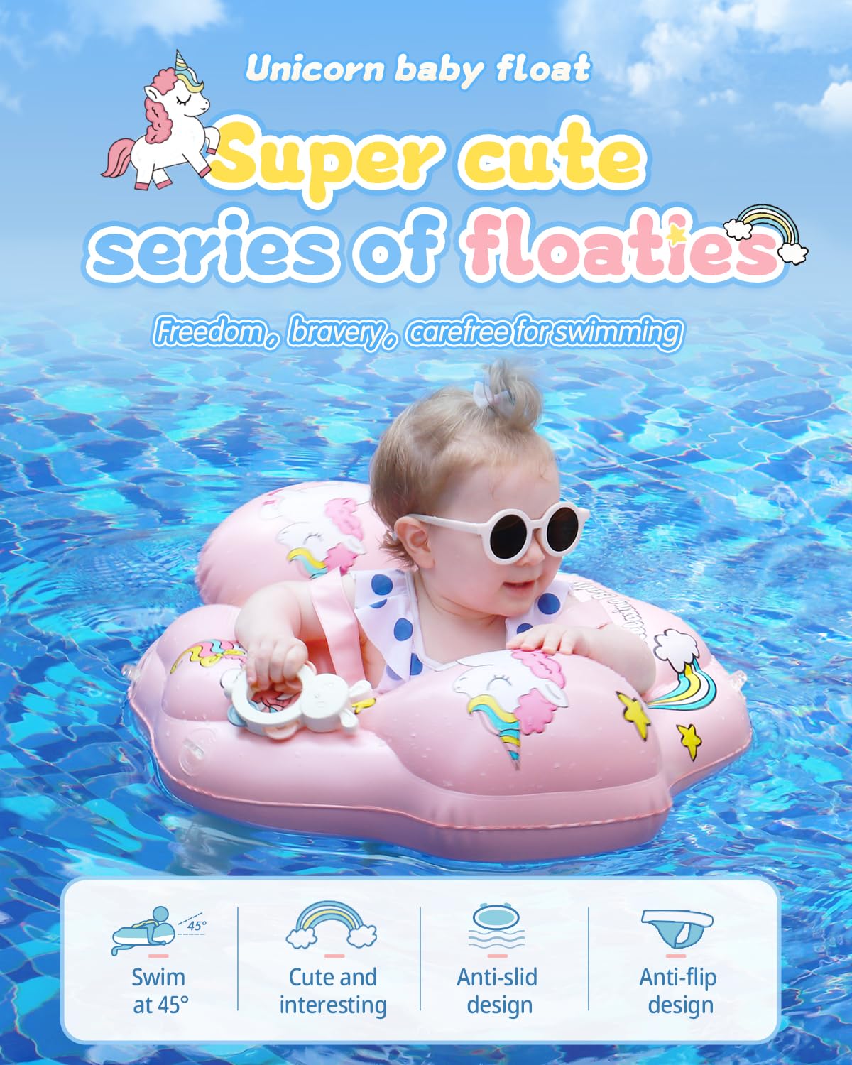 Flotador inflable de natación para bebé relajante para niños, 6 meses a 3 años