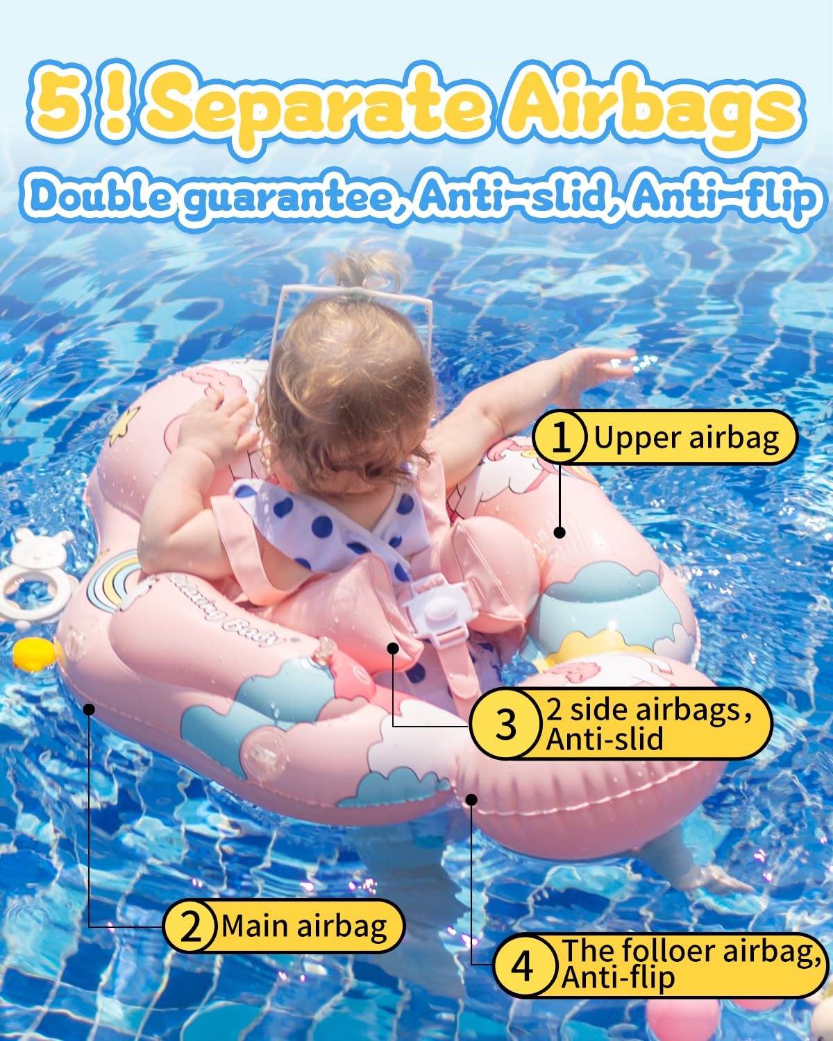 Flotador inflable de natación para bebé relajante para niños, 6 meses a 3 años