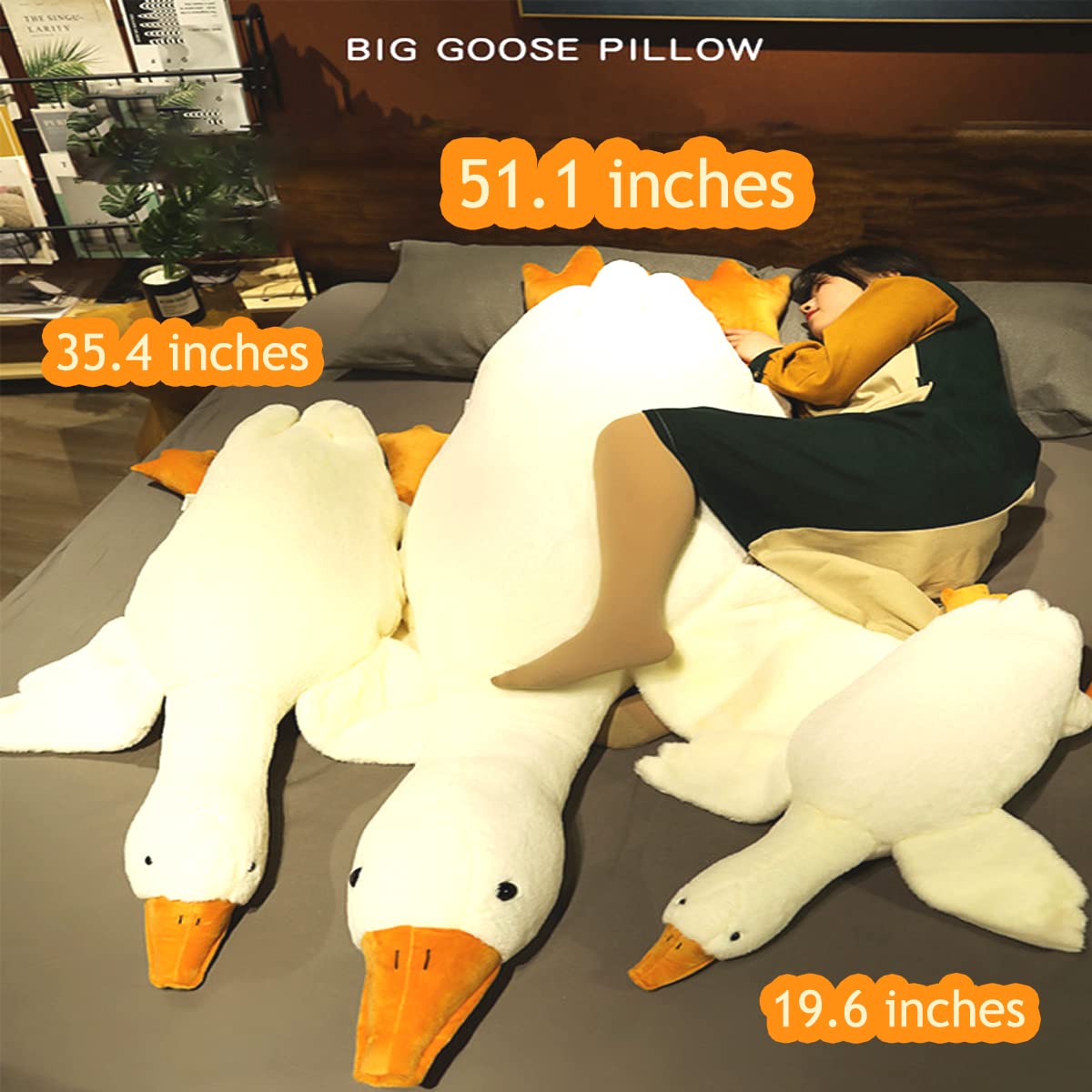 MDXMY Almohada de peluche de ganso de 51.2 pulgadas
