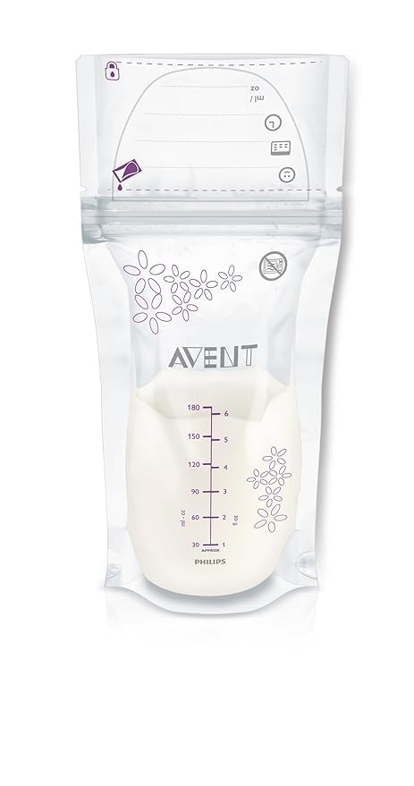 Philips AVENT 48 bolsas de almacenamiento de leche materna, transparentes, 6 onzas
