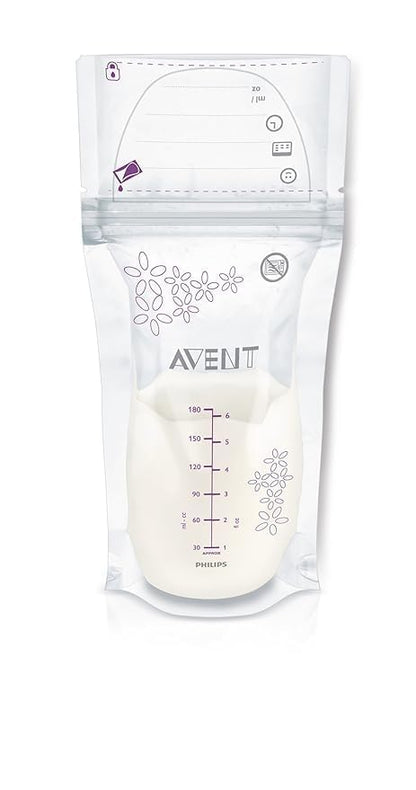 Philips AVENT 48 bolsas de almacenamiento de leche materna, transparentes, 6 onzas
