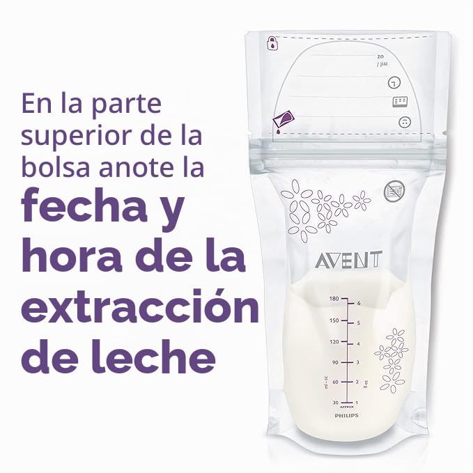 Philips AVENT 48 bolsas de almacenamiento de leche materna, transparentes, 6 onzas